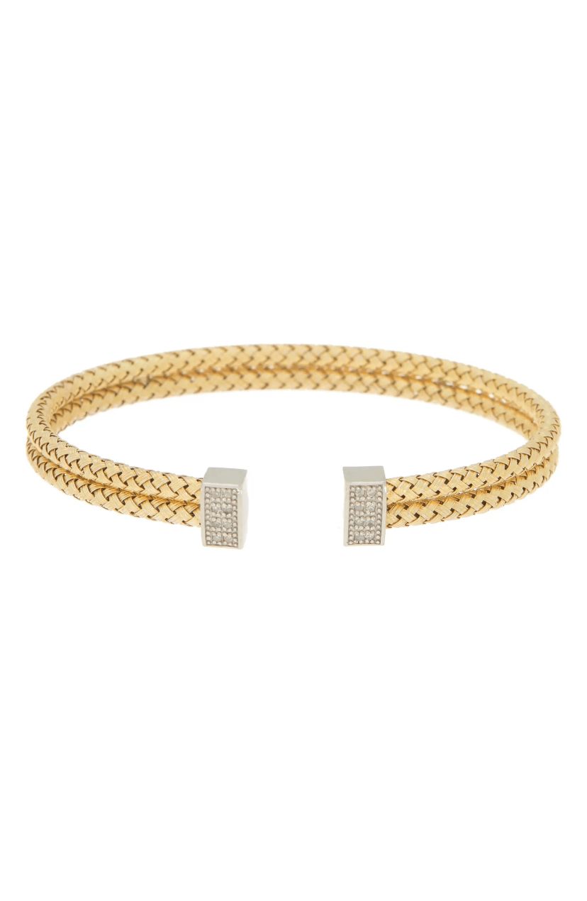 Meshmerise Sterling Silver with 18KT Vermeil Diamond Bangle