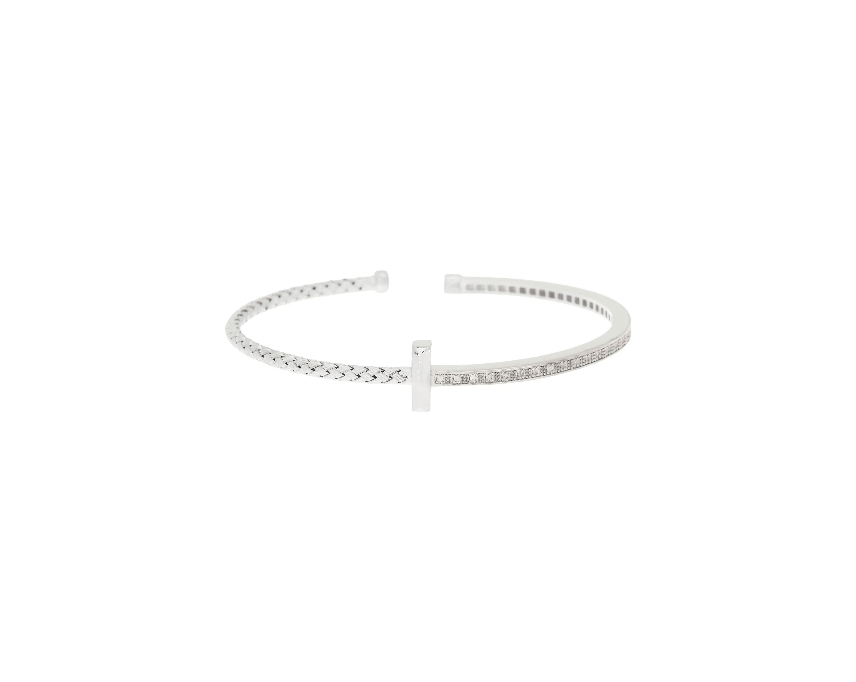 Meshmerise Sterling Silver with 18KT Vermeil Diamond Bangle