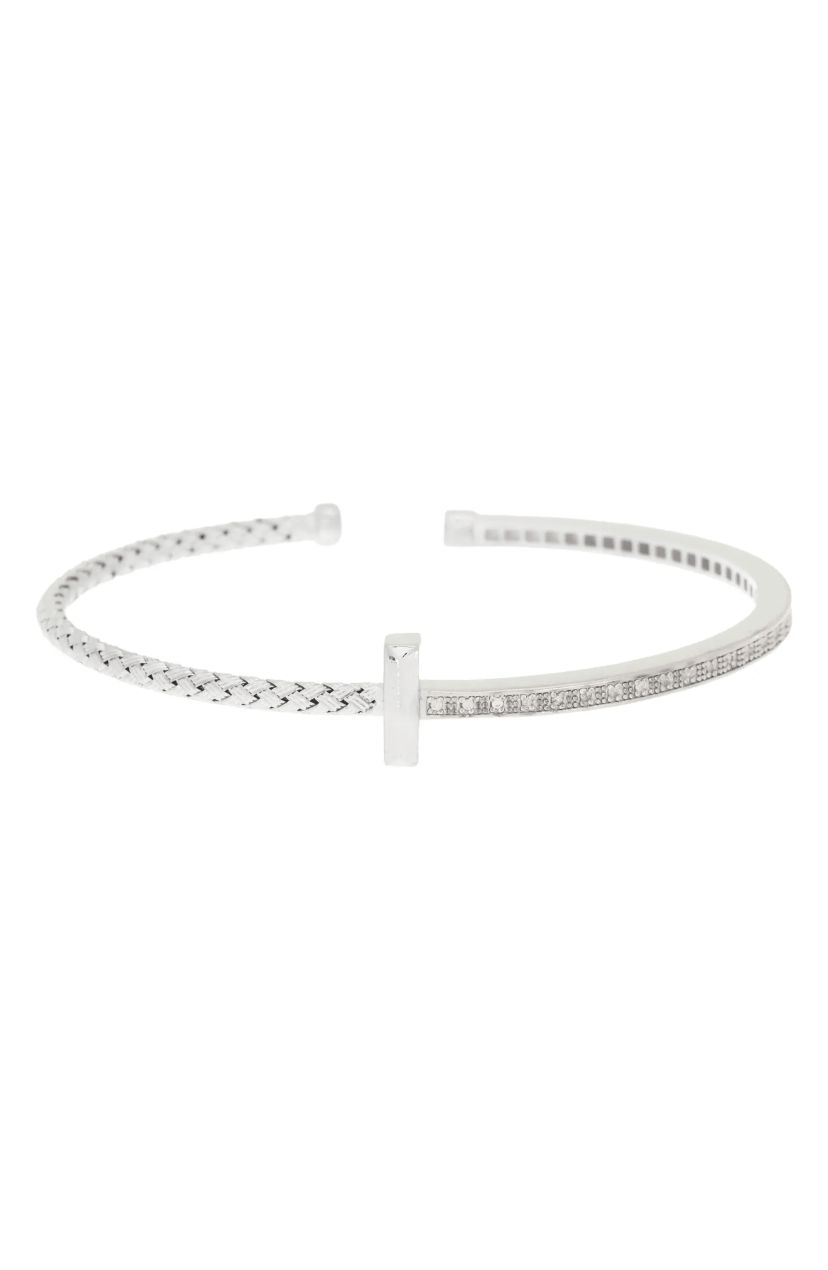 Meshmerise Sterling Silver with 18KT Vermeil Diamond Bangle