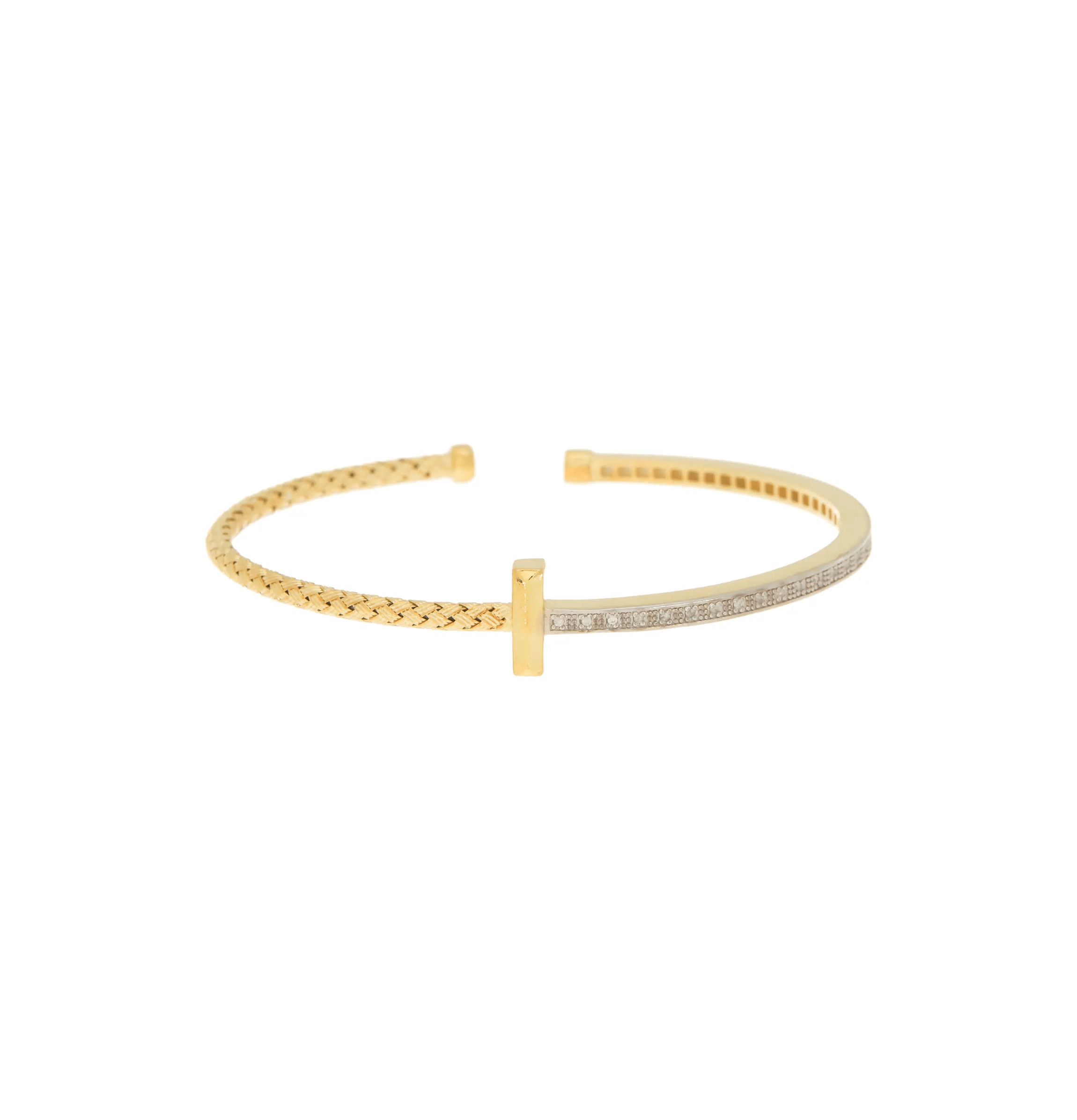 Meshmerise Sterling Silver with 18KT Vermeil Diamond Bangle