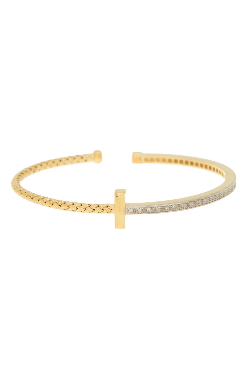 Meshmerise Sterling Silver with 18KT Vermeil Diamond Bangle
