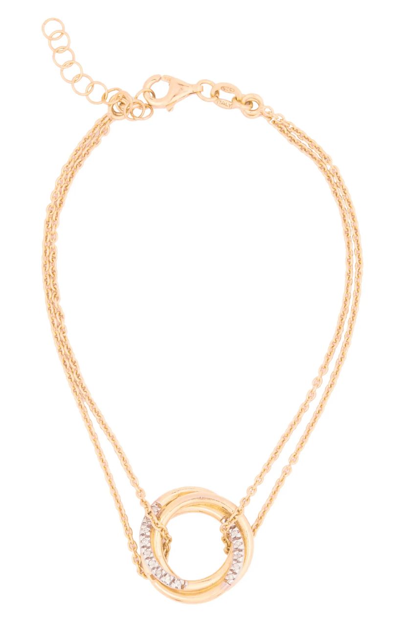 Meshmerise Sterling Silver with 18KT Vermeil Diamond Bracelet