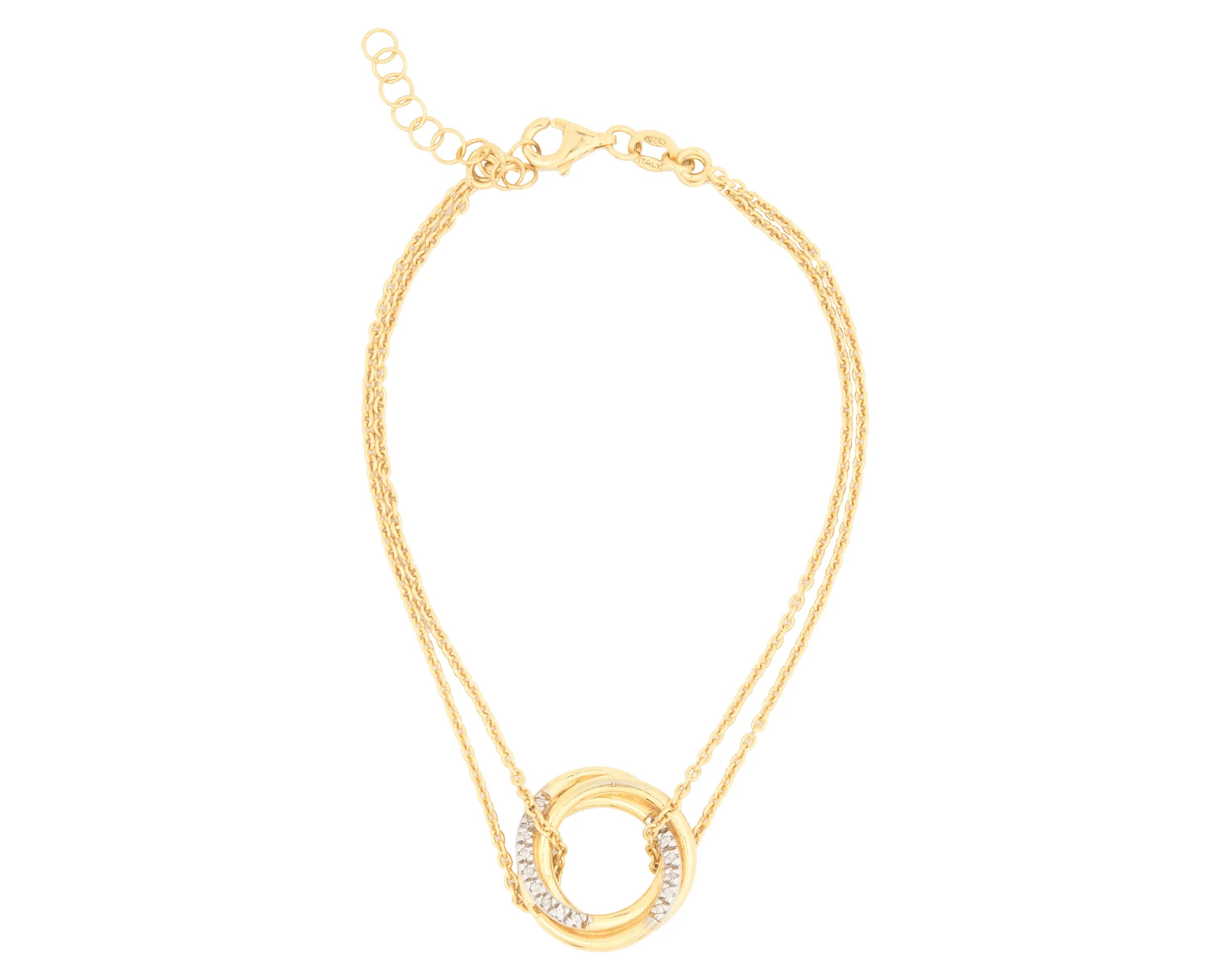 Meshmerise Sterling Silver with 18KT Vermeil Diamond Bracelet