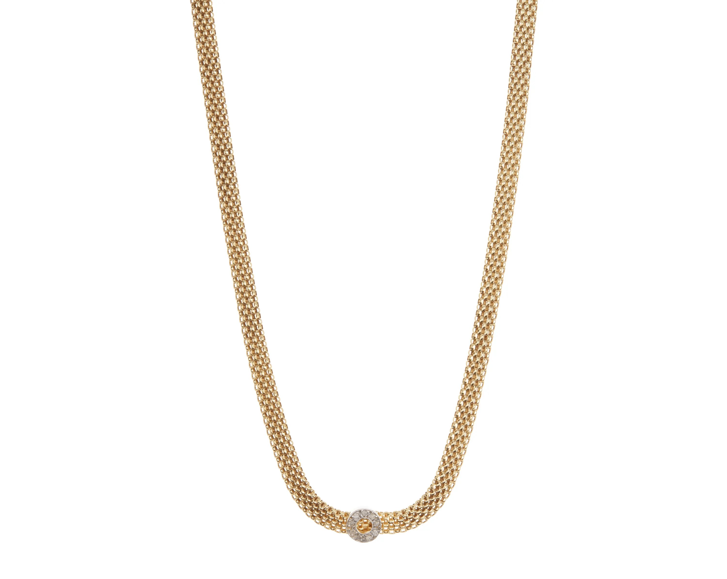 Meshmerise Sterling Silver with 18KT Vermeil Diamond Necklace