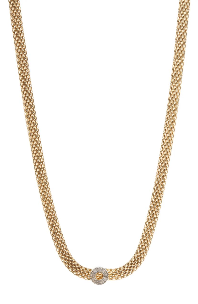 Meshmerise Sterling Silver with 18KT Vermeil Diamond Necklace