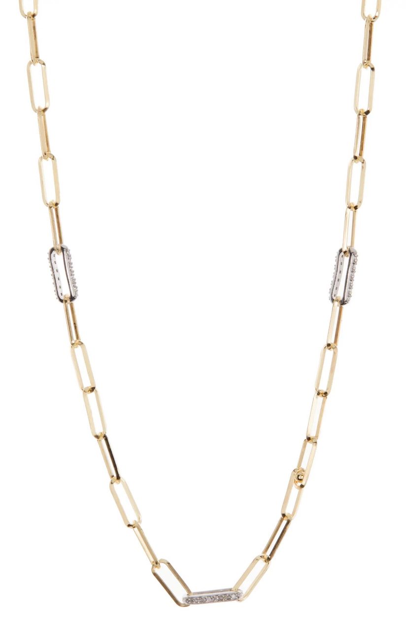 Meshmerise Sterling Silver with 18KT Vermeil Diamond Necklace