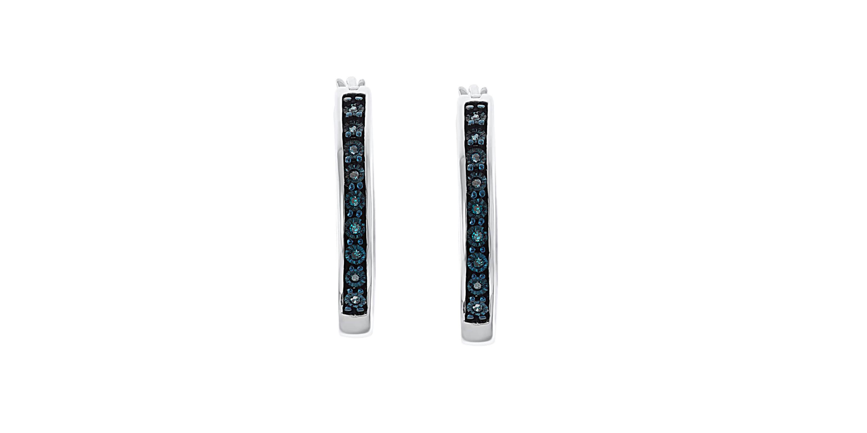 1/10 CTTW Diamond Hoop Earring in Rhodium Plated Sterling Silver