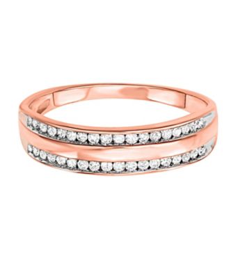 MyDiamondBox 1/4 CTTW Diamond Channel Set Rail Road Band in Rose Gold Plated Sterling Silver, 6