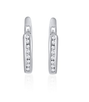 MyDiamondBox 1/4 Cttw Diamond Hoop Earring 10K Gold, White