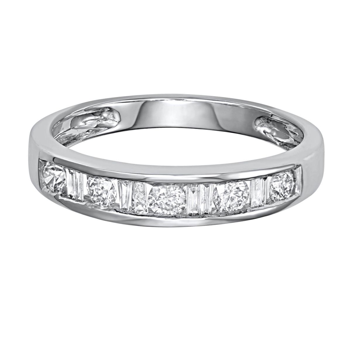 1/2 CTTW White Diamond And Baguette Wedding Band in 10K White Gold