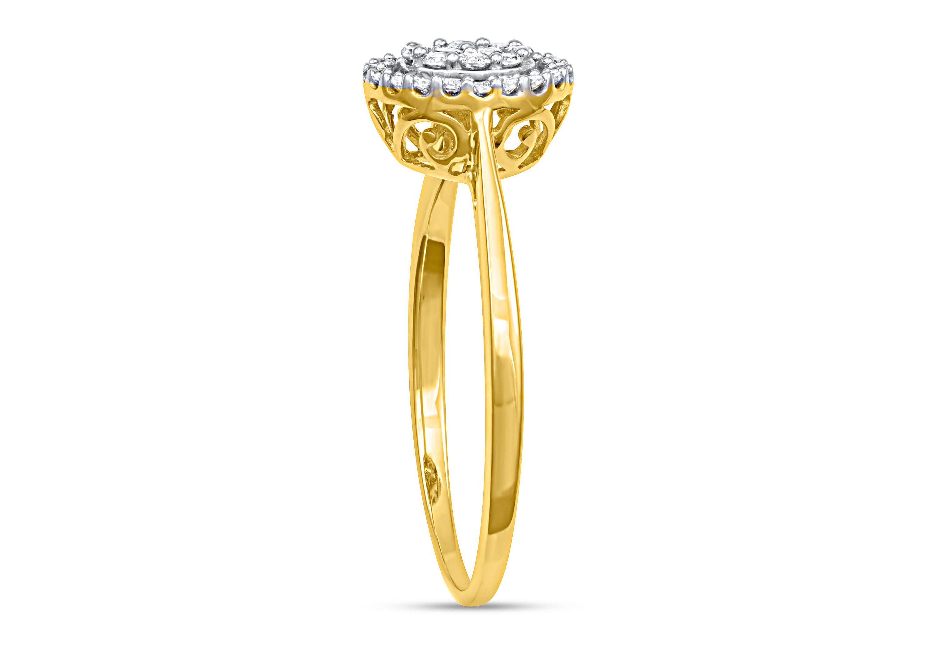 1/5 CTTW Diamond Cluster Ring in 10K