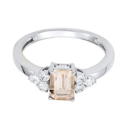MyDiamondBox 1.00 CTTW Diamond and Morganite Wedding Bridal Ring in 10KW, White, 7