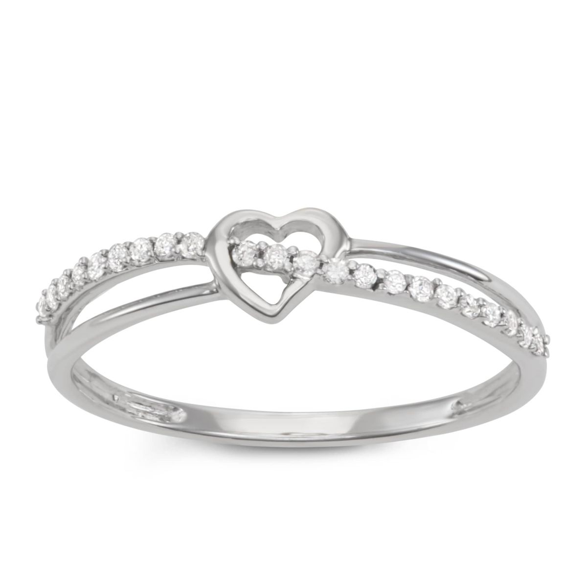 1/10 CTTW Diamond Heart Band in Sterling Silver