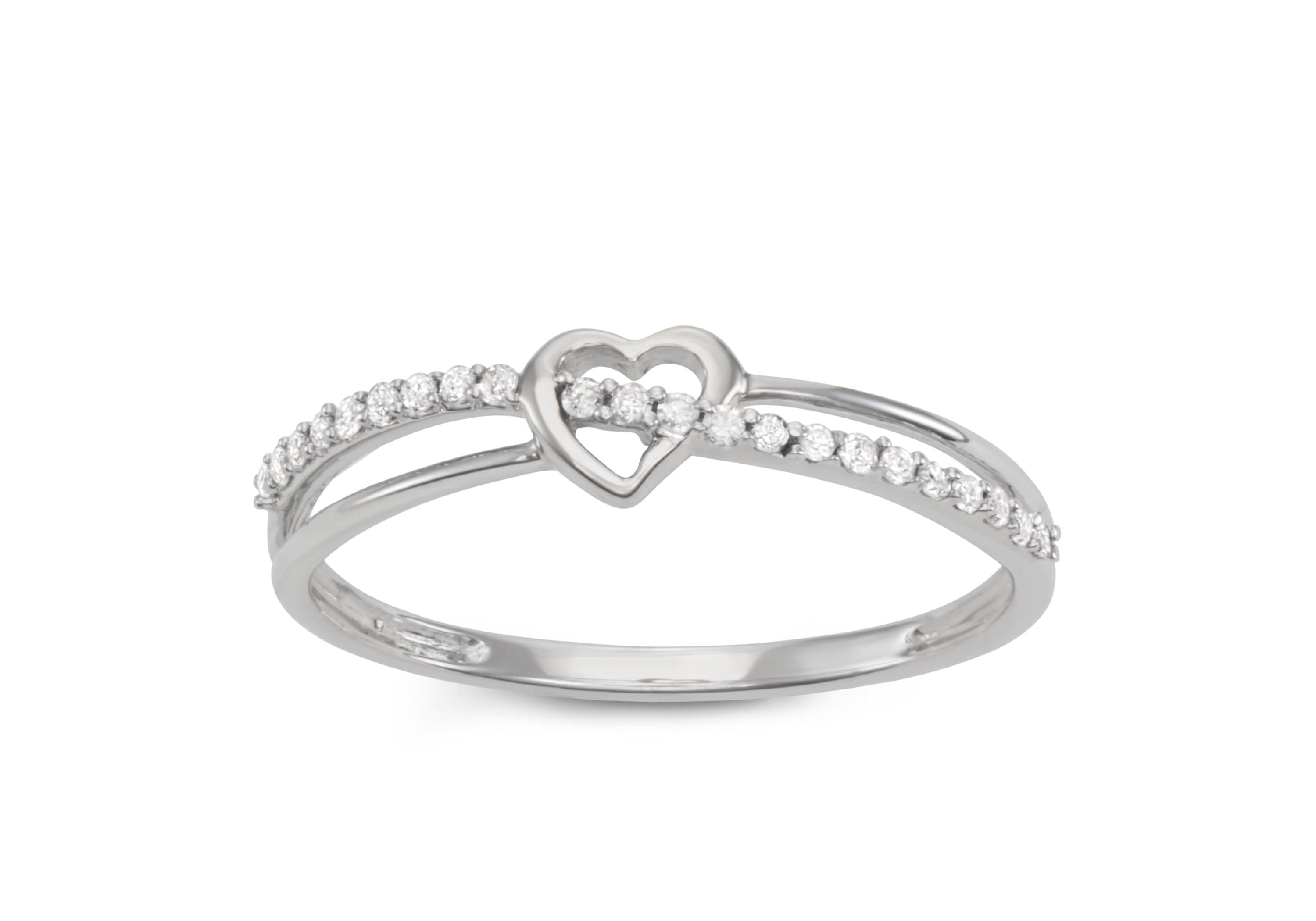 1/10 CTTW Diamond Heart Band in Sterling Silver