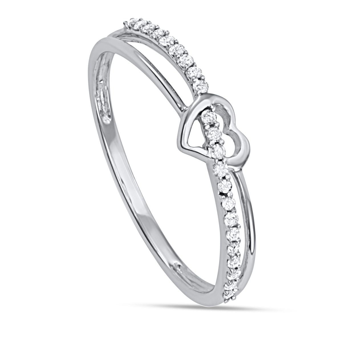1/10 CTTW Diamond Heart Band in Sterling Silver