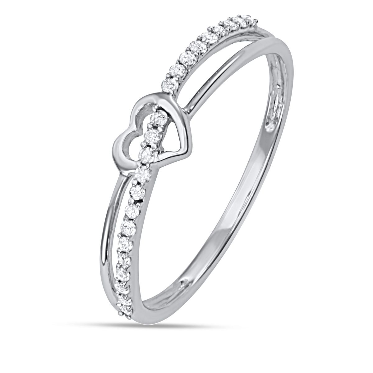 1/10 CTTW Diamond Heart Band in Sterling Silver