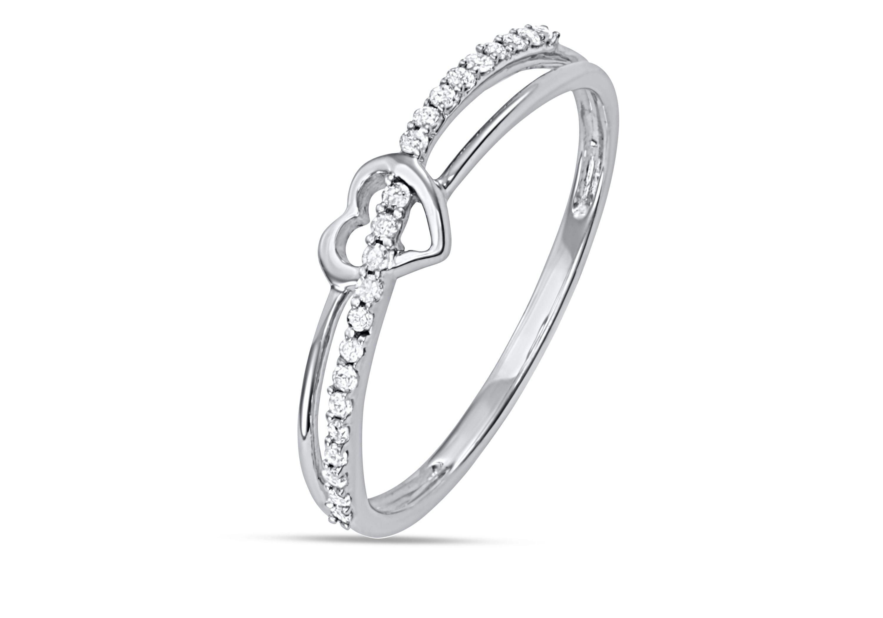 1/10 CTTW Diamond Heart Band in Sterling Silver
