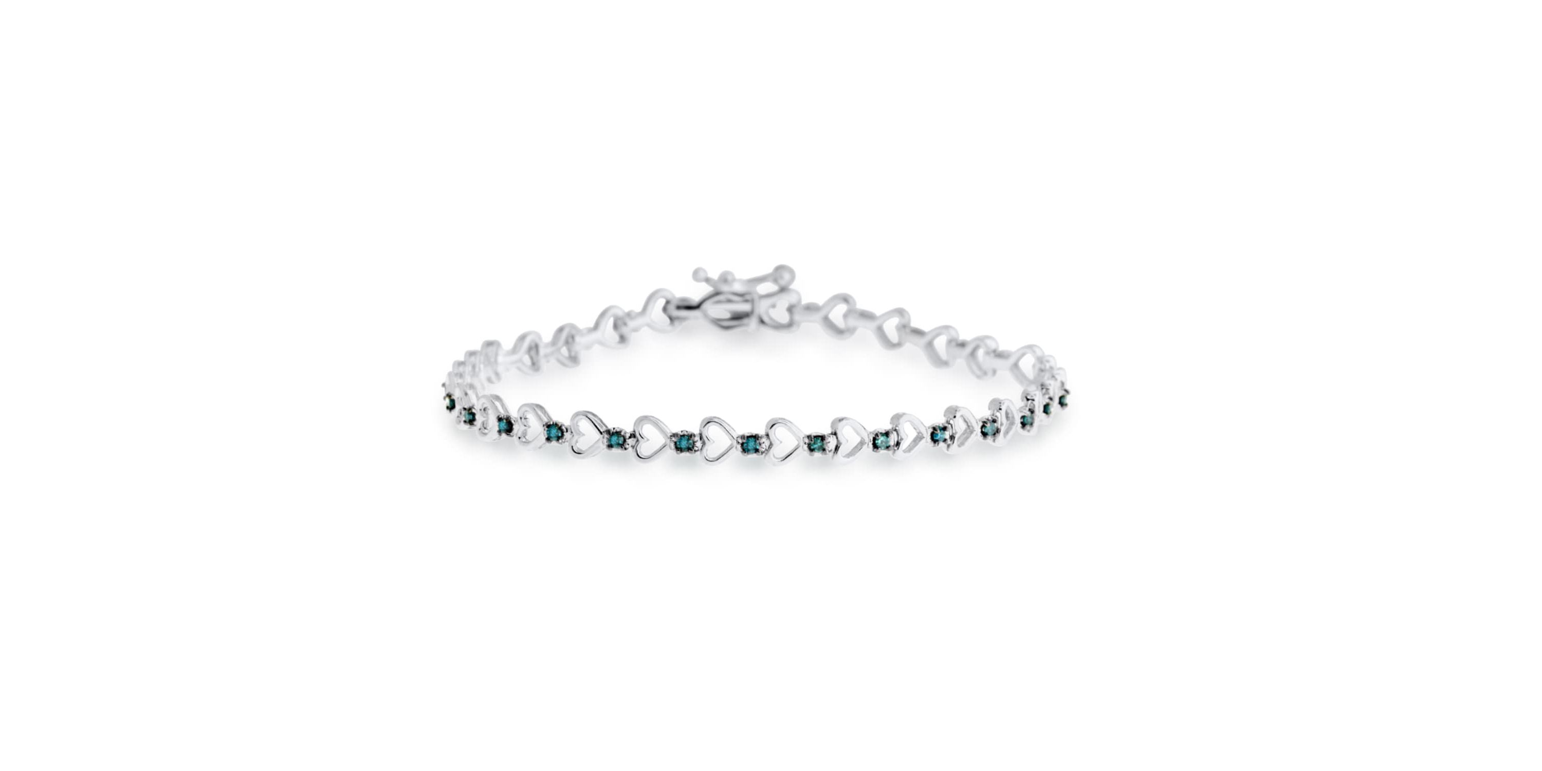 1/6 Cttw Diamond Heart Link Bracelet in Sterling Silver