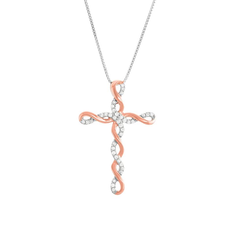 1/5 Cttw Diamond Cross Pendant in Sterling Silver