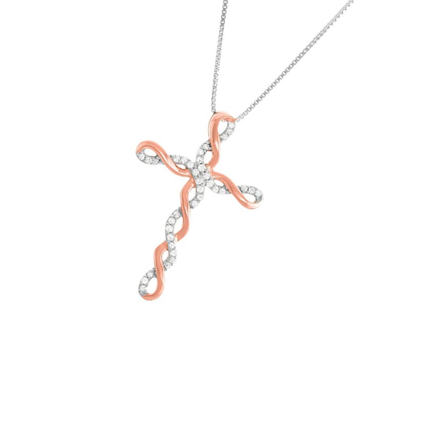 1/5 Cttw Diamond Cross Pendant in Sterling Silver