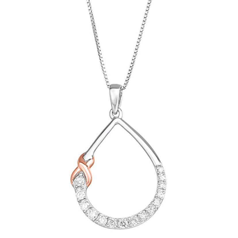 1/3 Cttw Diamond Tear Drop Infinity Necklace in Sterling Silver