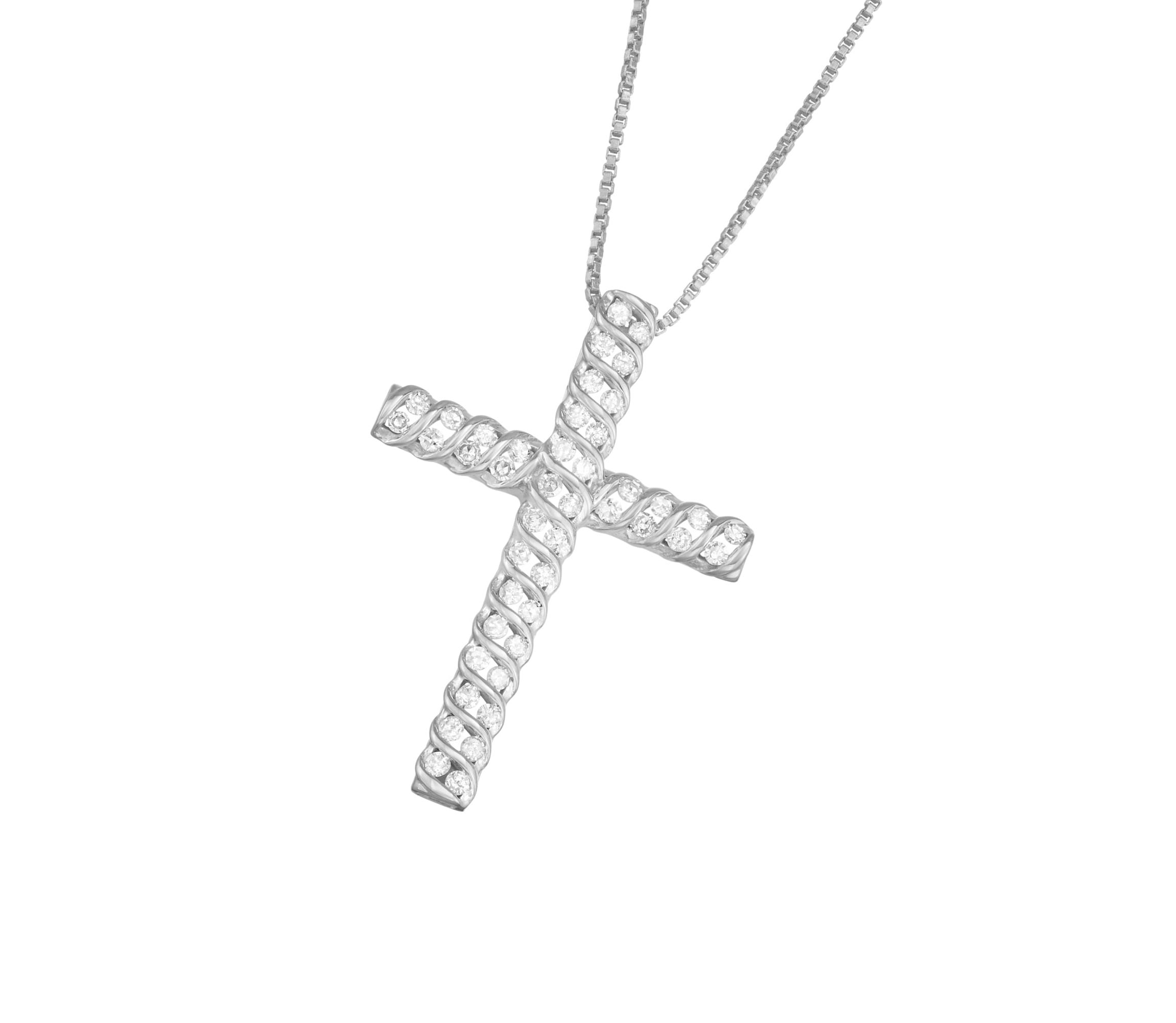 1/2 Cttw Diamond Cross Pendant in Sterling Silver