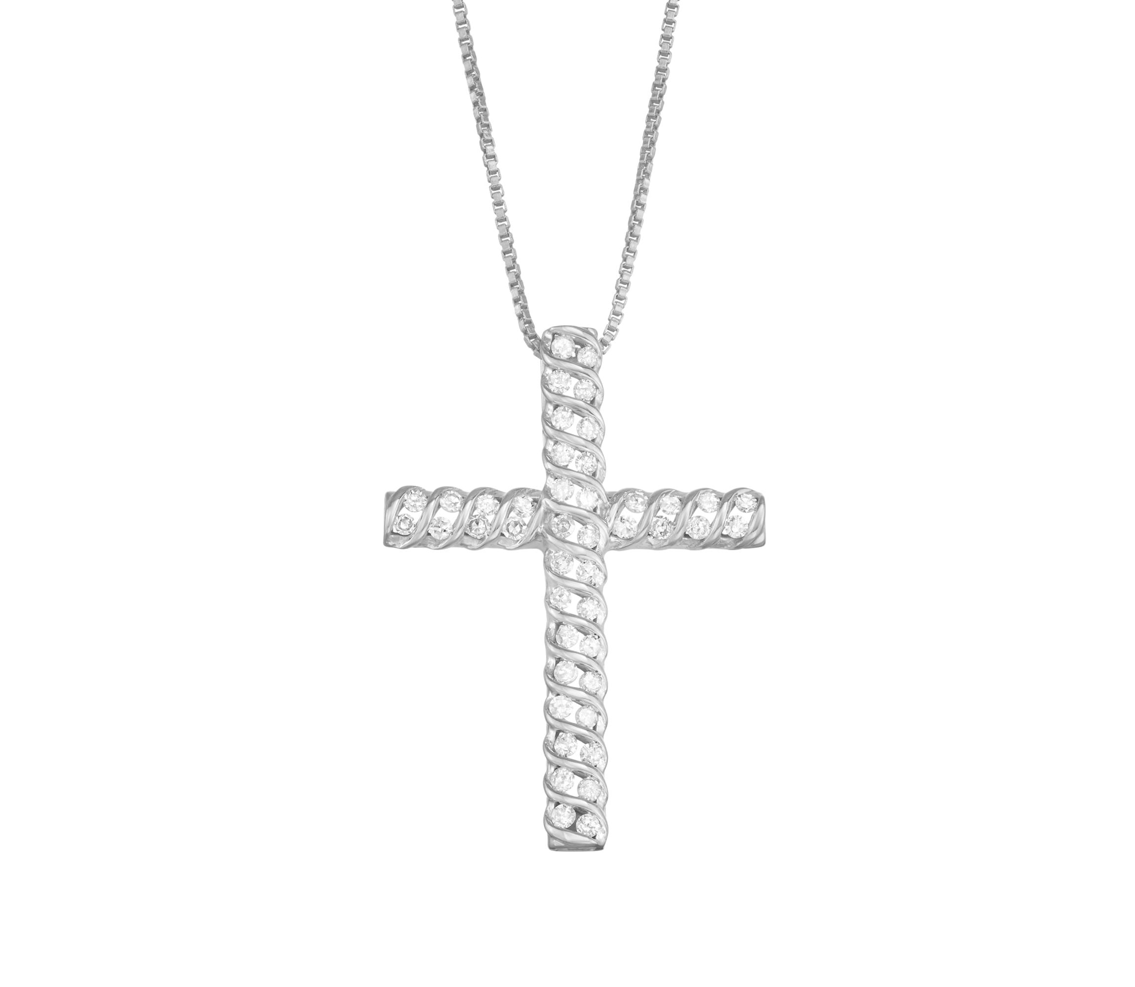 1/2 Cttw Diamond Cross Pendant in Sterling Silver