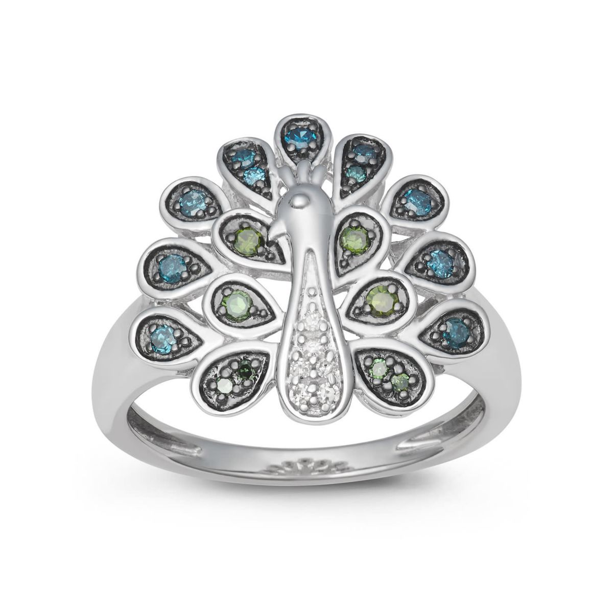 1/4 CTTW Peacock Ring in Sterling Silver