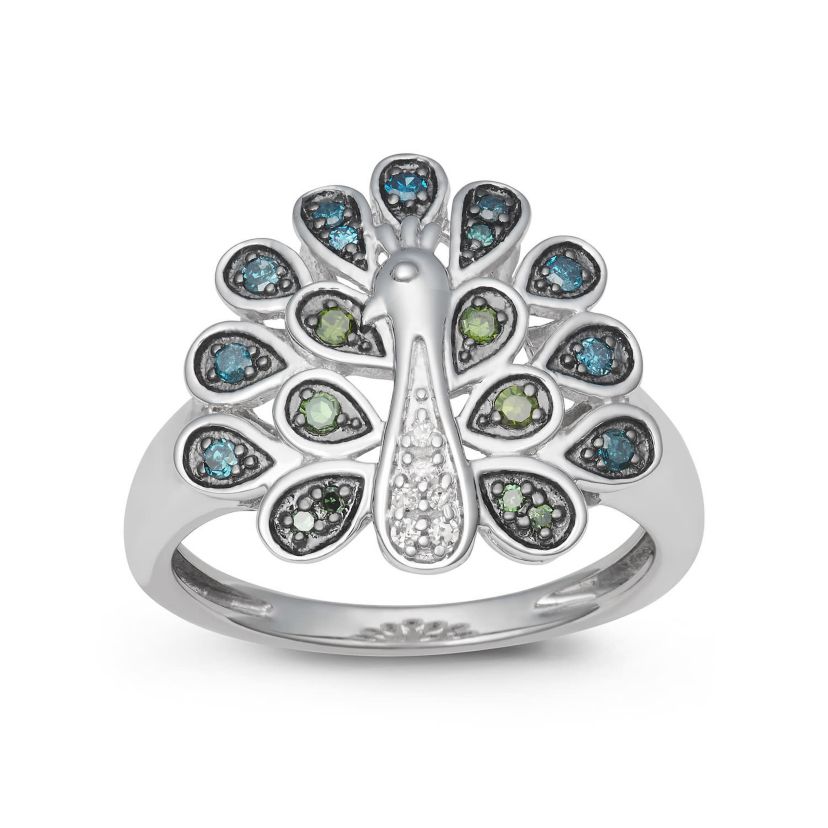 1/4 CTTW Peacock Ring in Sterling Silver