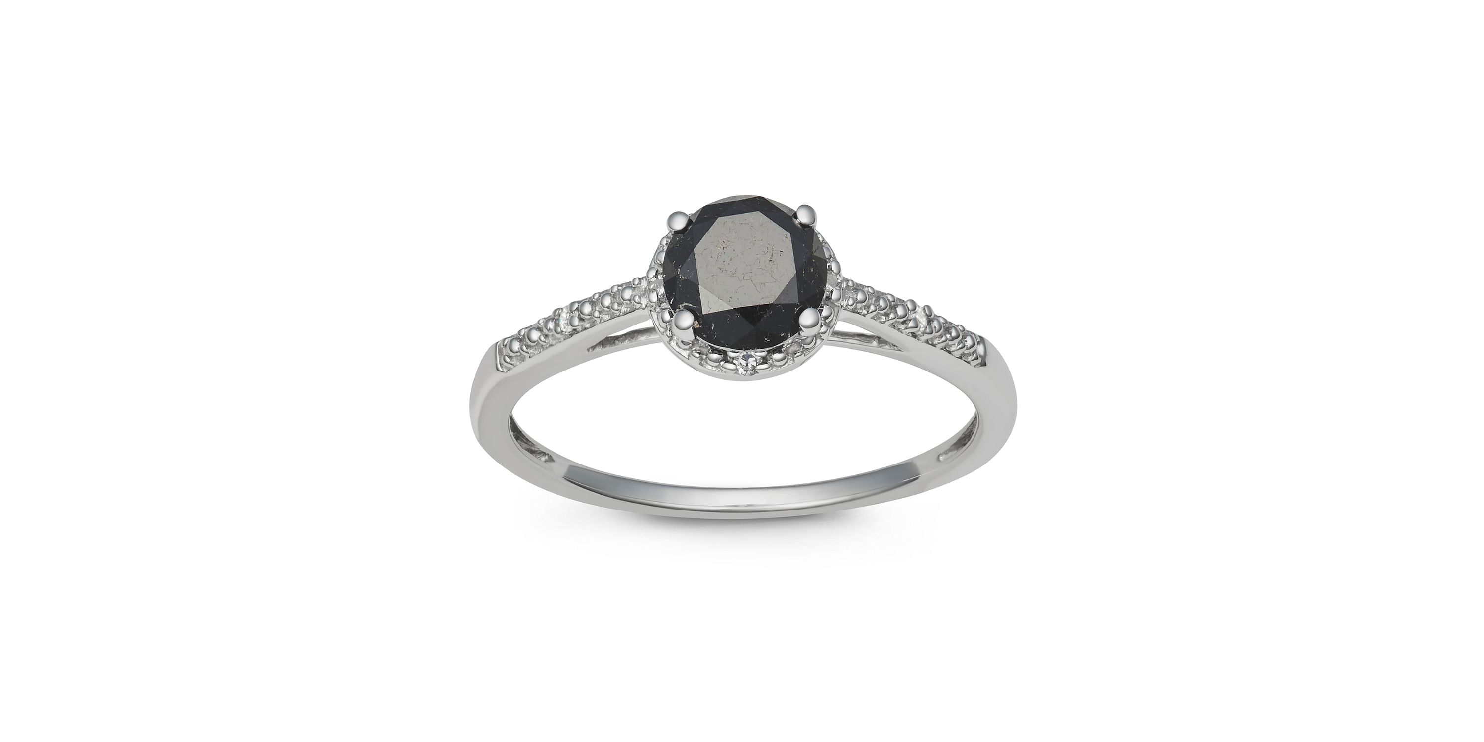 1.00 CTTW Black Diamond Solitaire Ring in Sterling Silver