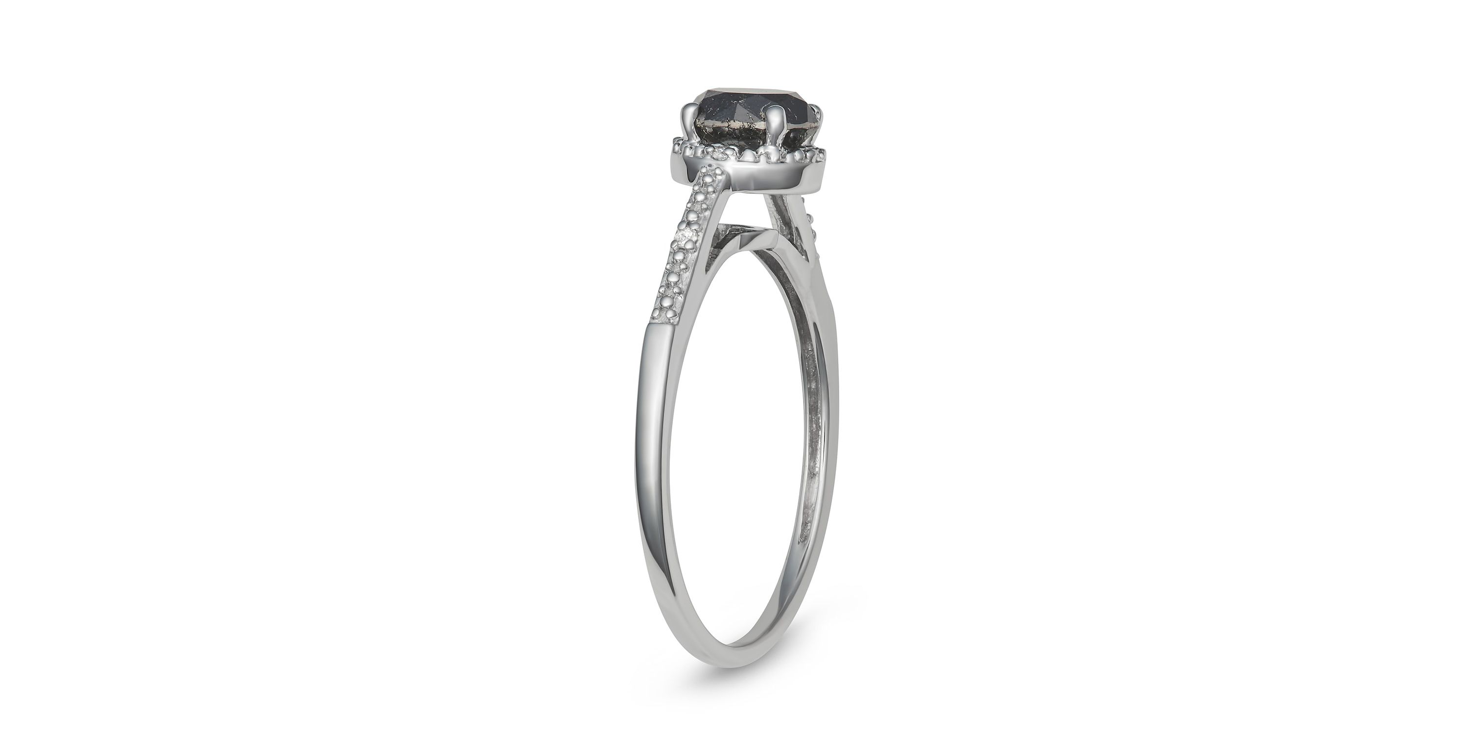 1.00 CTTW Black Diamond Solitaire Ring in Sterling Silver
