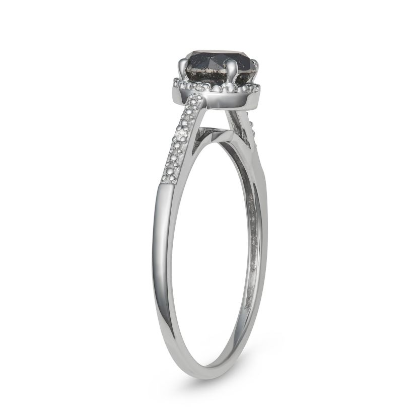 1.00 CTTW Black Diamond Solitaire Ring in Sterling Silver