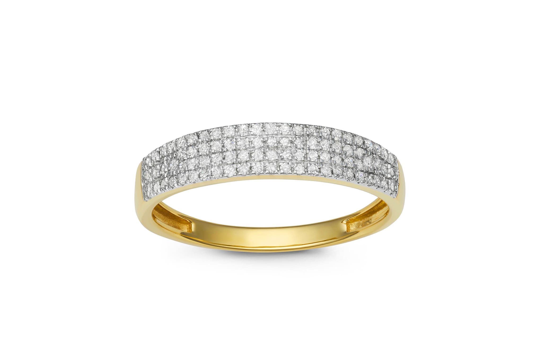 1/4 CTTW Diamond Band in Yellow Gold Plated Sterling Silver