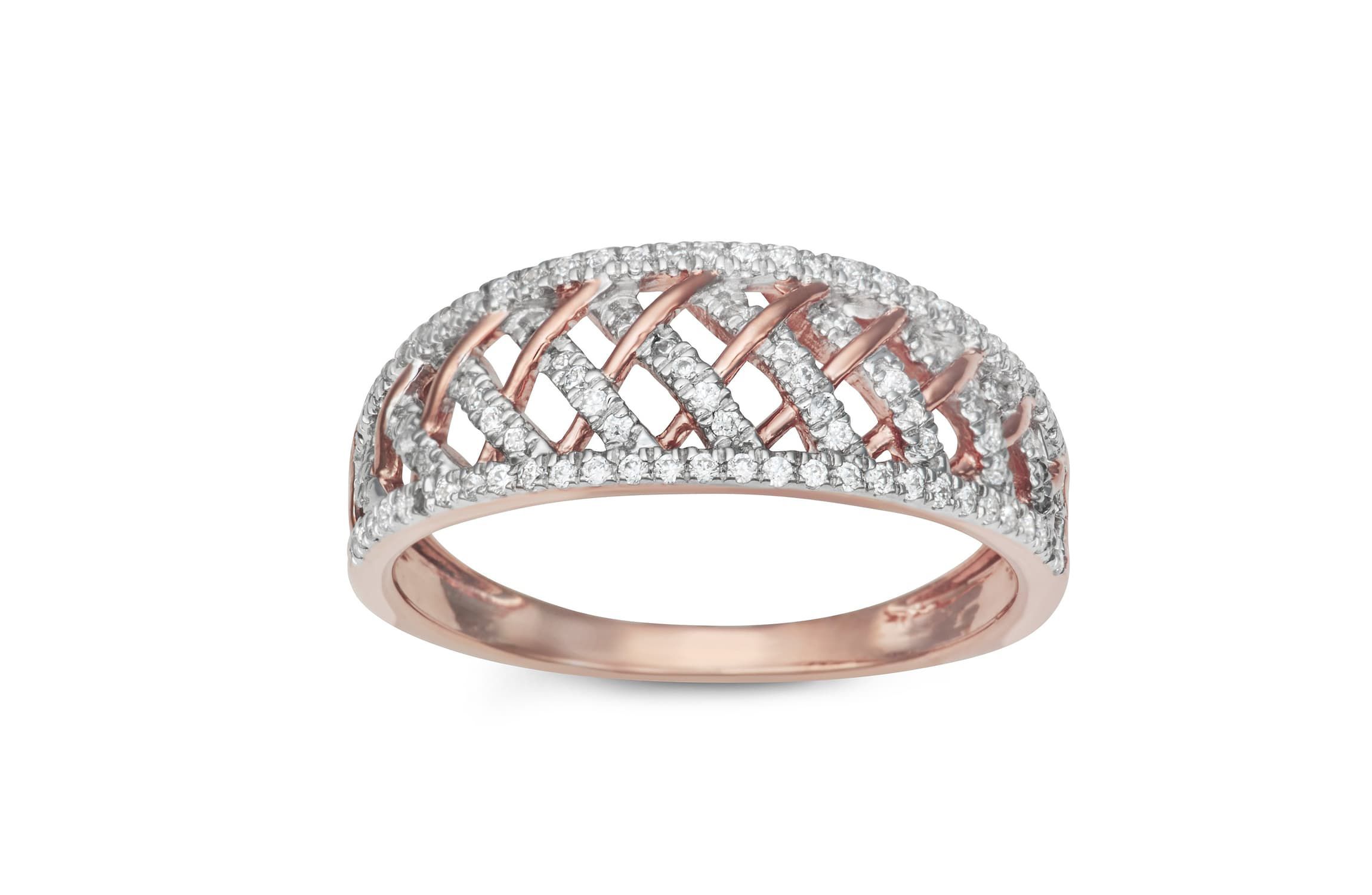1/3 CTTW Diamond Band in Rose Gold Plated Sterling Silver