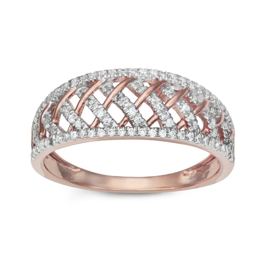 1/3 CTTW Diamond Band in Rose Gold Plated Sterling Silver