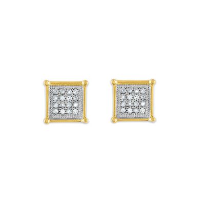 MyDiamondBox 1/10 Cttw Square Stud Diamond Earring in 10K Gold