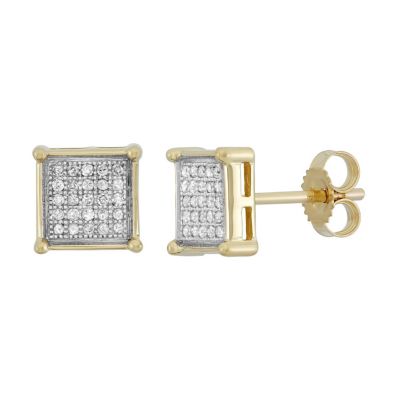 MyDiamondBox 1/6 Cttw Square Stud Diamond Earring in 10K Gold