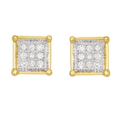 MyDiamondBox 0.05 Cttw Square Stud Diamond Earrings in 10K Gold