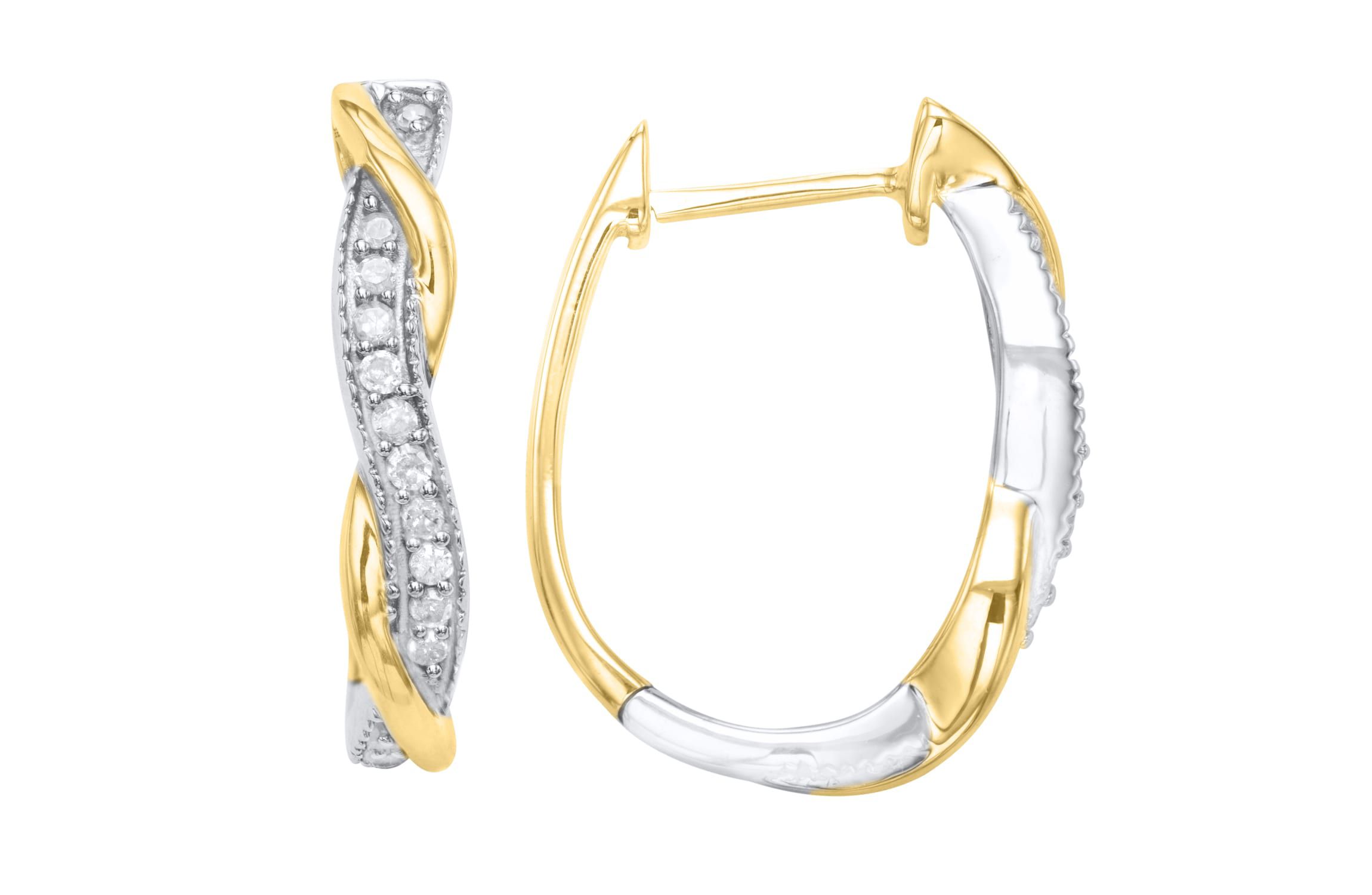 1/4 Cttw Two-Tone intertwine Design Diamond Hoops Earring in Sterling Silver