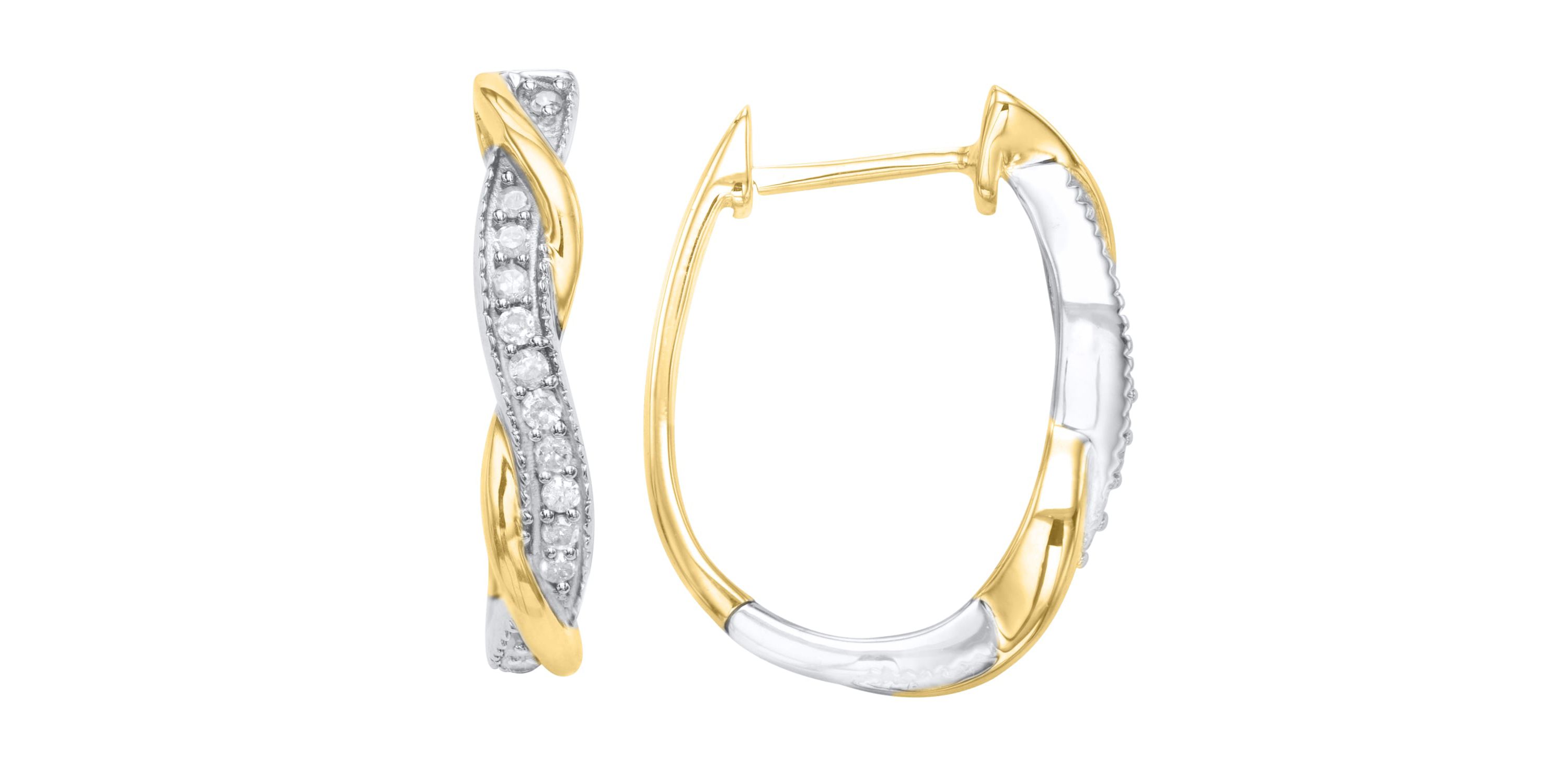 1/4 Cttw Two-Tone intertwine Design Diamond Hoops Earring in Sterling Silver
