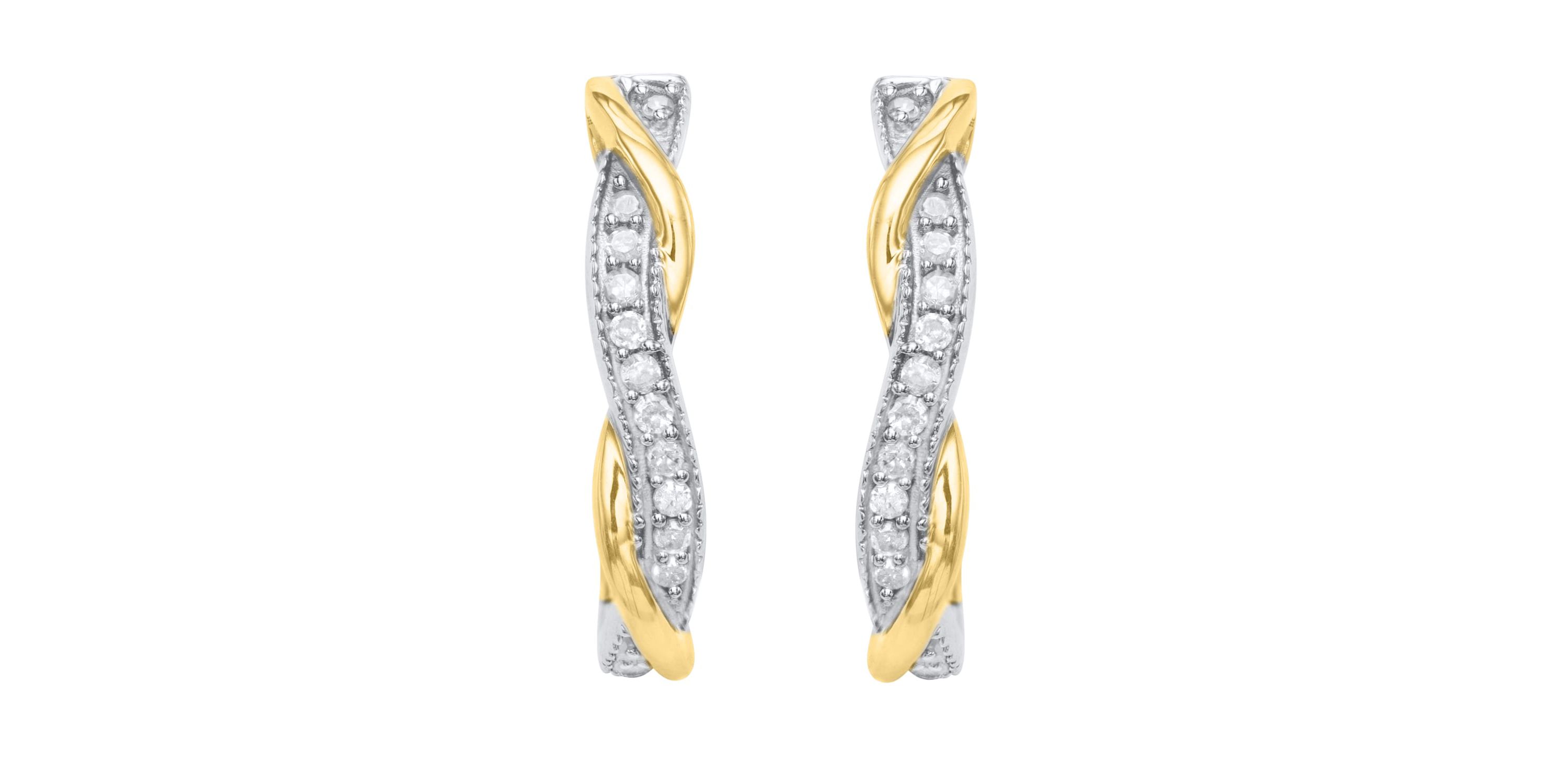 1/4 Cttw Two-Tone intertwine Design Diamond Hoops Earring in Sterling Silver