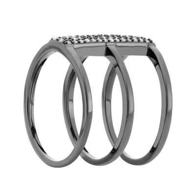 MyDiamondBox 1/3 CTTW White Diamond Cocktail Ring in Black Rhodium Plated Sterling Silver, 5