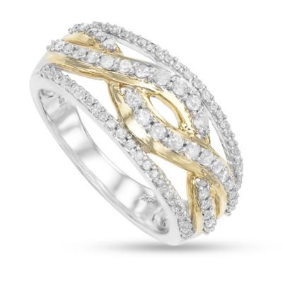 MyDiamondBox 1/2 CTTW Fashion Diamond Two Tone Band in 10K Gold