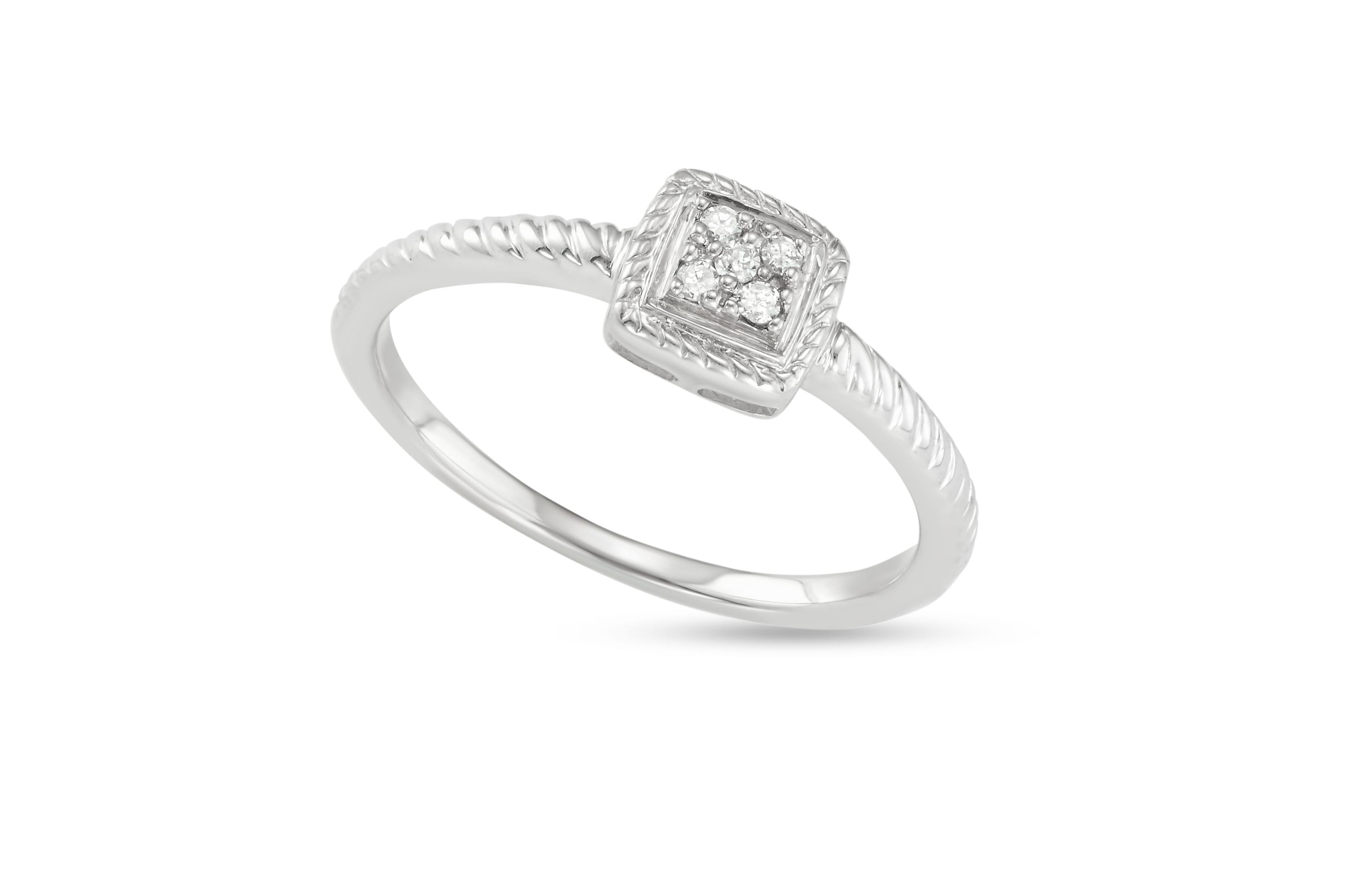 0.05 CTTW Diamond Rope Design Ring in Sterling Silver