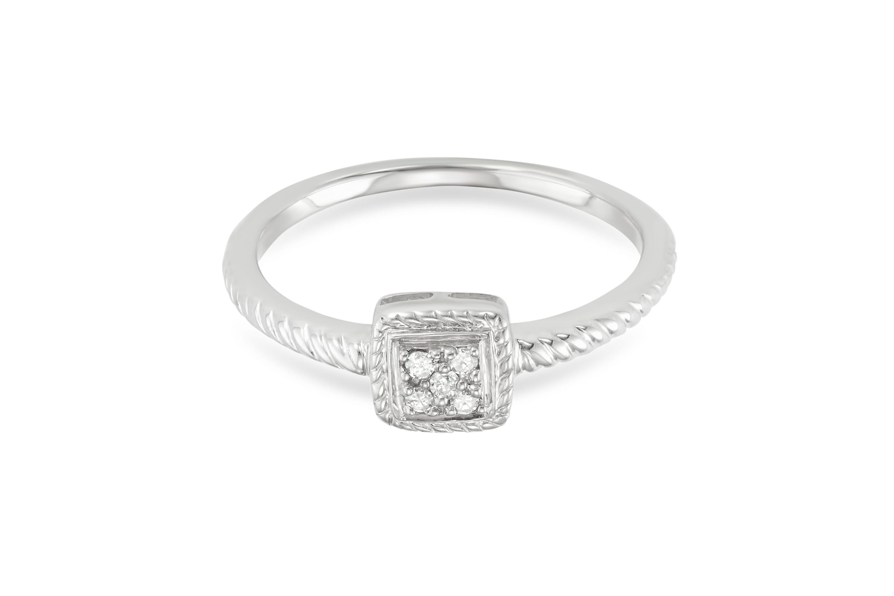 0.05 CTTW Diamond Rope Design Ring in Sterling Silver