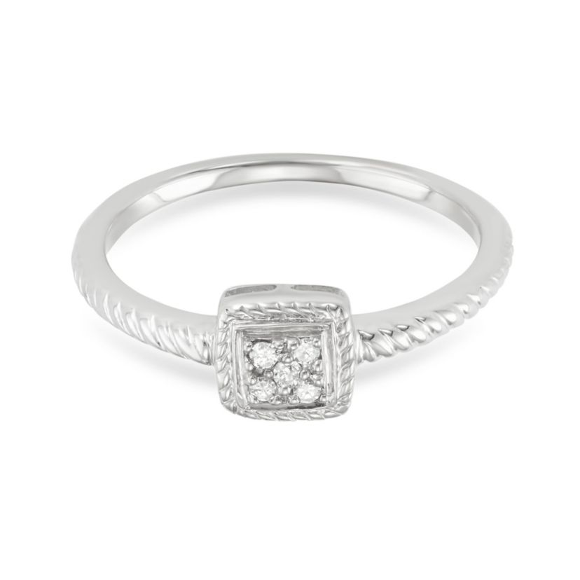 0.05 CTTW Diamond Rope Design Ring in Sterling Silver