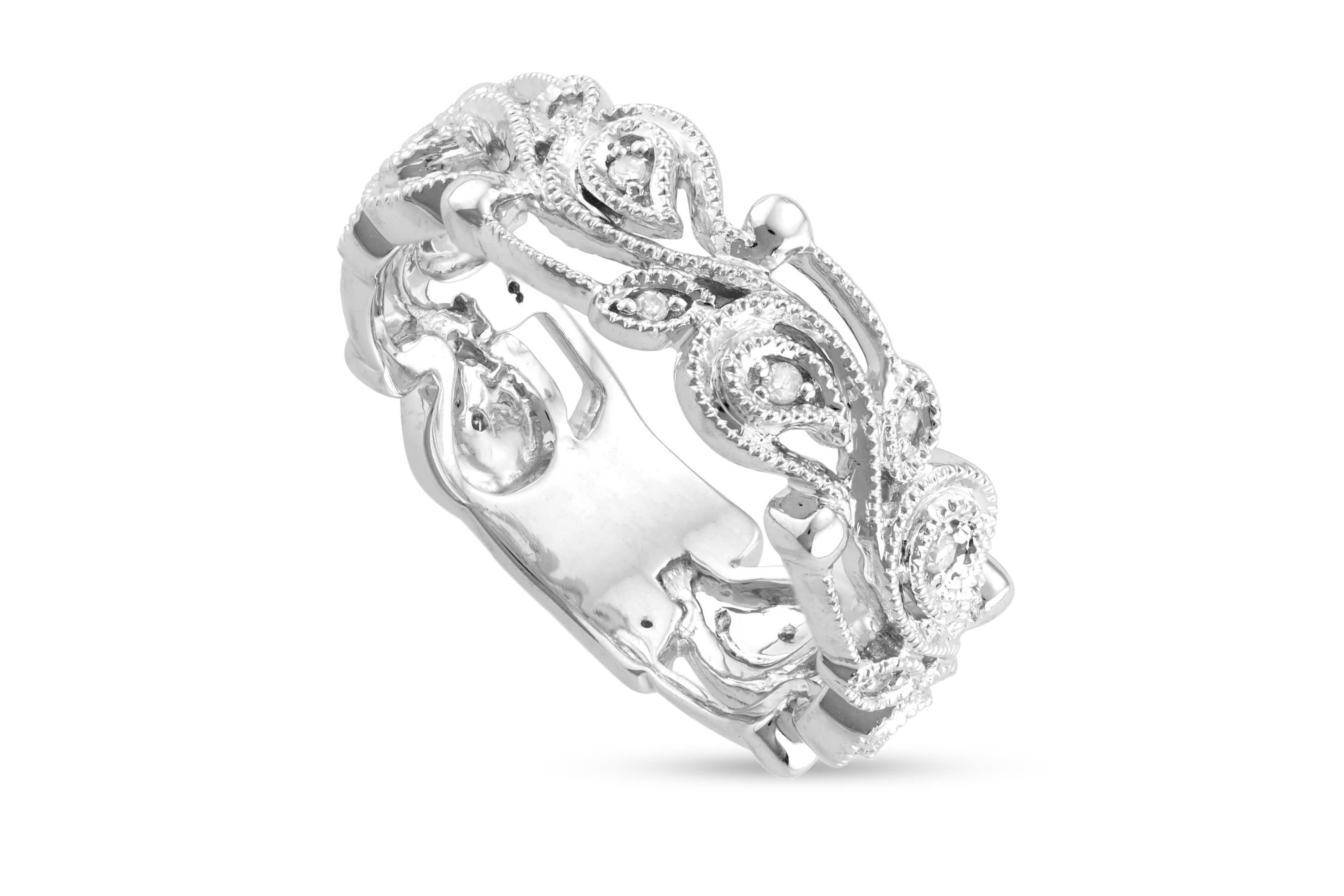 1/10 CTTW White Diamond Fashion Band in Sterling Silver