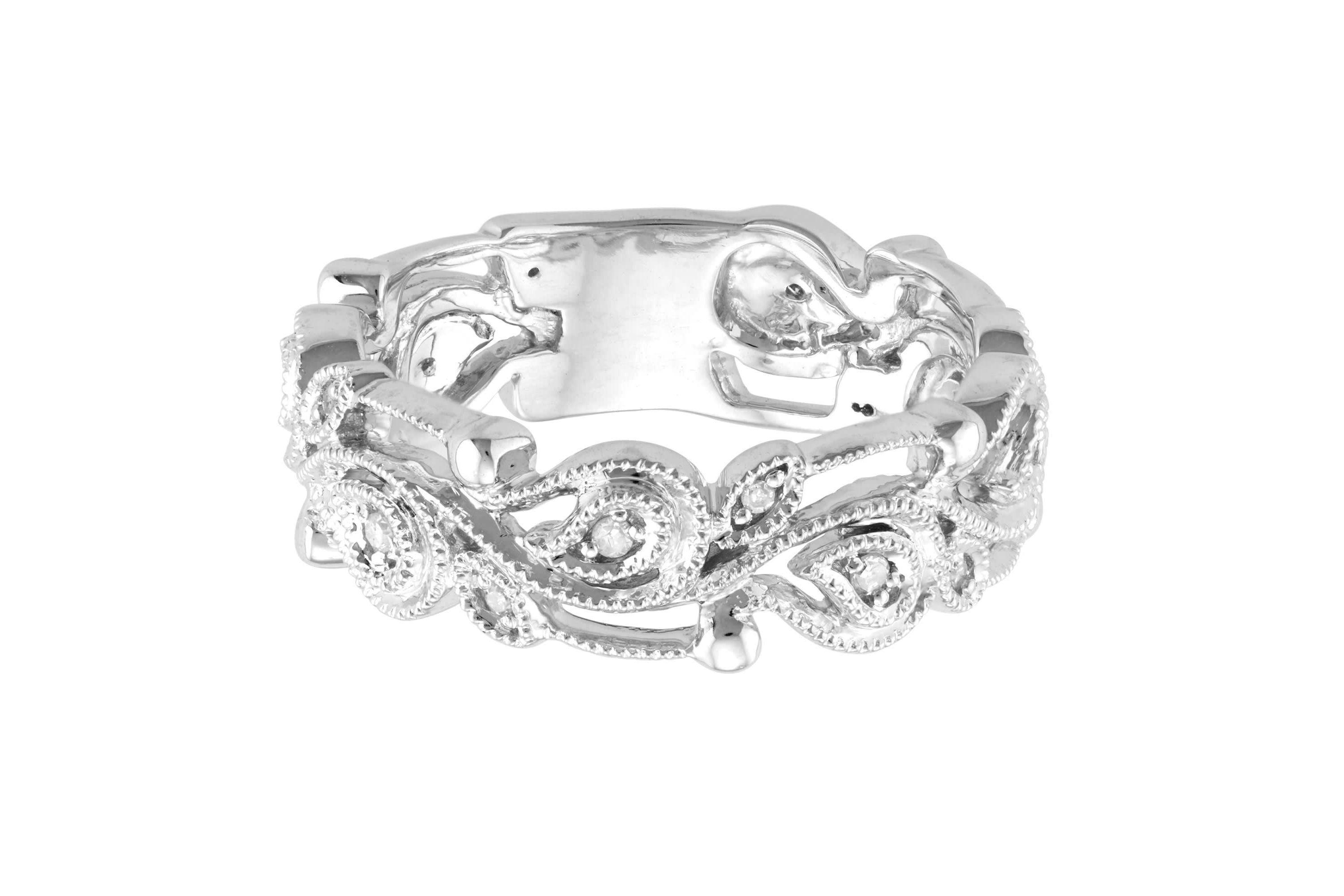 1/10 CTTW White Diamond Fashion Band in Sterling Silver