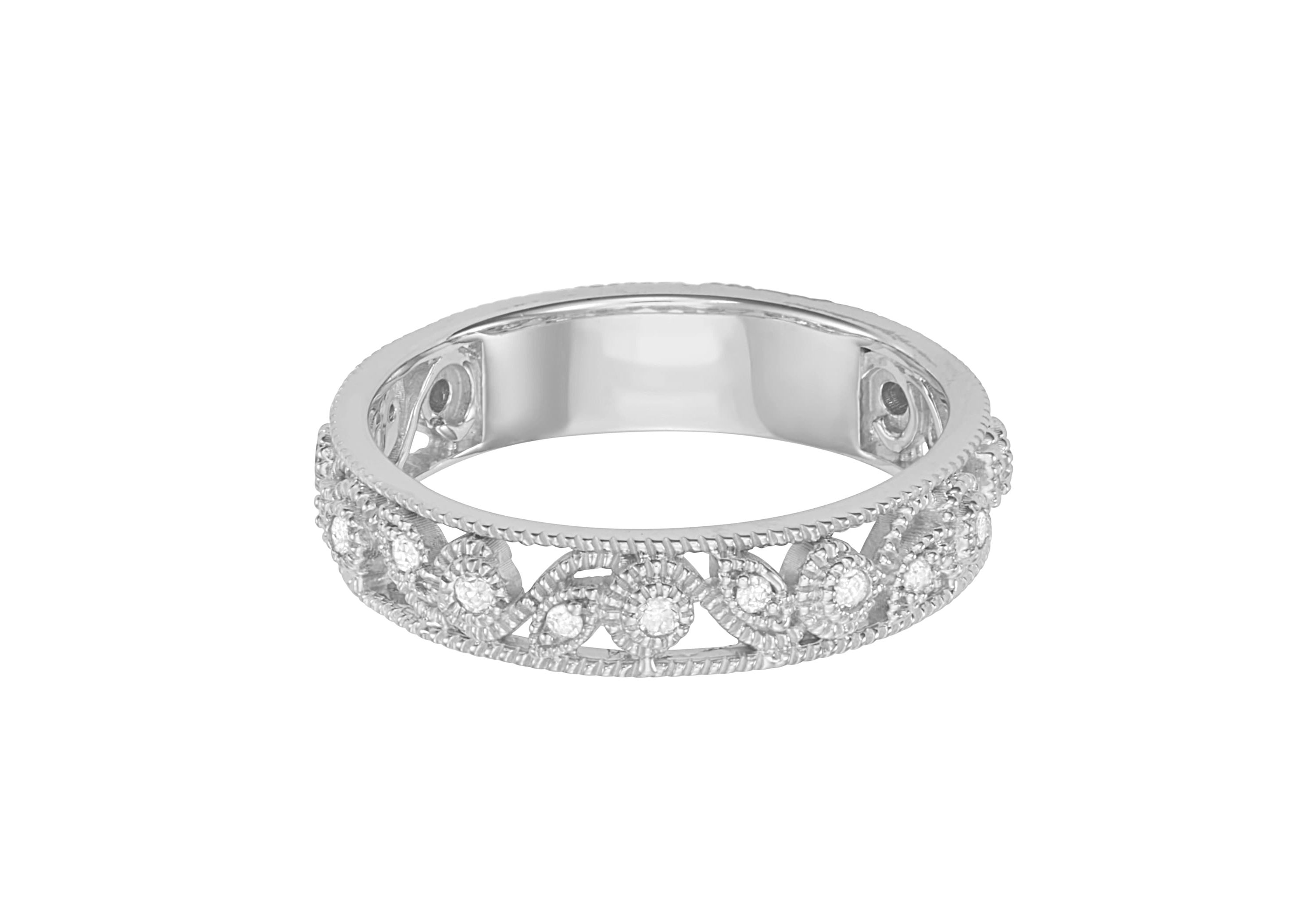 1/10 CTTW Vintage Band Ring Sterling Silver