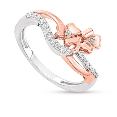 MyDiamondBox 1/10 CTTW Interwine Floral Ring in Two-Tone 10K Gold, White, 9
